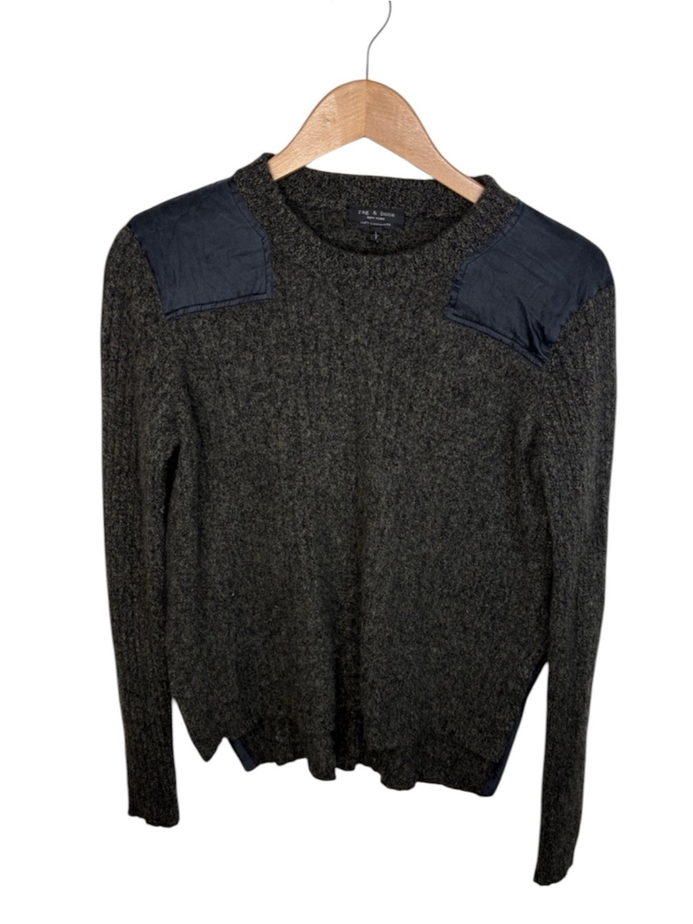Rag & Bone Black Grey 100% Cashmere Ribbed Sweater Women Size S PILLING